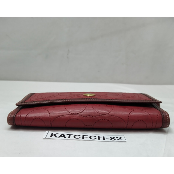 Coach Red Leather Credit Card ID Window Trifold Wallet - Vintage - Picture 5 of 14